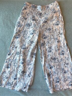 Rachel Zoe 100% Linen Safari Toile Wide Leg Pants Designer Inspired Animal Print